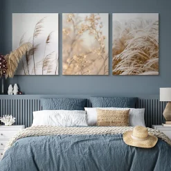 Set De Tableaux Plantes Fleurs Nature 3D 90cm x 40cm - Parfait pour décorer votre salon, chambre ou bureau avec un design unique