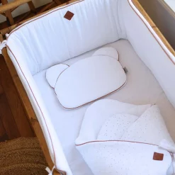 SEVIRA KIDS Oreiller bébé plat ourson en gaze de coton Jeanne
