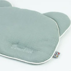 SEVIRA KIDS Oreiller bébé plat ourson en gaze de coton Jeanne