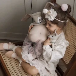 SEVIRA KIDS Trophée mural Lapin Pays des Merveilles en lin décoration chambre bébé enfant