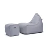Soo Santaï Buddy's Rest fauteuil poire + repose pieds 90x60x85/45x60x35cm interieur dehoussable, Gris, sans polystyrène