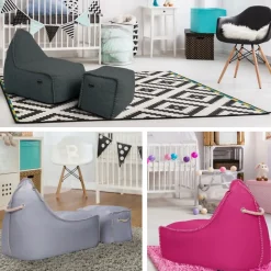 Soo Santaï MiniBuddy's Rest fauteuil poire + repose pieds 75x60x65 cm interieur dehoussable, Bleu jeans, sans polystyrène