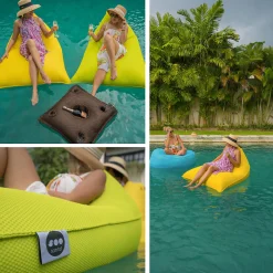 Soo Santaï Set Lazy Bro fauteuil poire + polystyrène 140x 120x90cm intérieur & extérieur, déhoussable et résistant aux UV, Jaune