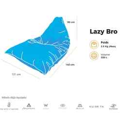 Soo Santaï Set Lazy Bro fauteuil poire + polystyrène 140x 120x90cm intérieur & extérieur, déhoussable et résistant aux UV, Jaune