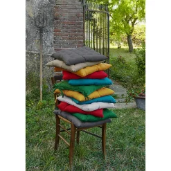 SOPHIE - Coussin de Chaise Matelassé 38x38cm Coton Coloris Cerise