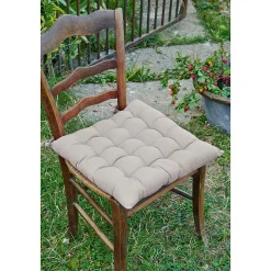SOPHIE - Coussin de Chaise Matelassé 38x38cm Coton Coloris Nuage