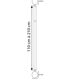 SPHERE - Kit Tringle Extensible 110-210 cm diamètre 16/19 mm