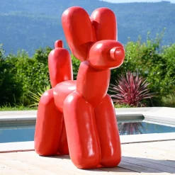 Statue chien ballon rouge 100 cm