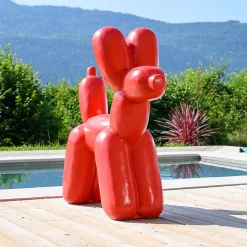 Statue chien ballon rouge 100 cm