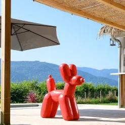 Statue chien ballon rouge 100 cm