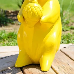 Statue écureuil de jardin jaune 64 cm