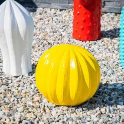 Statue deco cactus boule jaune 20cm
