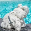 Statue eléphant assis 40cm blanc crème