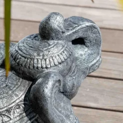 Statue eléphant assis 40cm gris antique