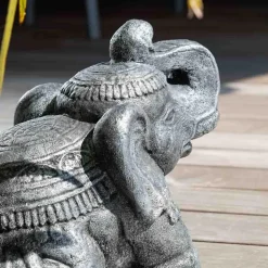 Statue eléphant assis 40cm gris antique