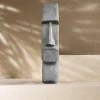Statue jardin zen moai visage allongé en pierre volcanique 100 cm