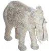 Statue éléphant Enzo - motifs gravés - effet blanchi H22 cm - Atmosphera