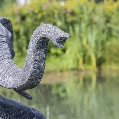 Statue éléphant patiné noir gris assis 95 cm