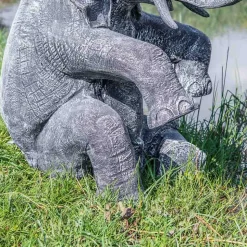 Statue éléphant patiné noir gris assis 95 cm