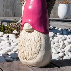 Statue moderne jardin tomte suédois rose 50 cm