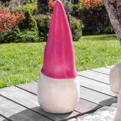 Statue moderne jardin tomte suédois rose 50 cm