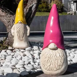 Statue moderne jardin tomte suédois rose 50 cm