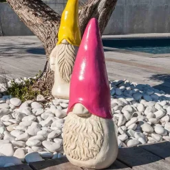 Statue moderne jardin tomte suédois rose 50 cm
