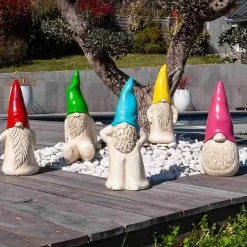 Statue moderne jardin tomte suédois rose 50 cm