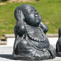 Statues de bouddha sagesse patiné gris 40 cm