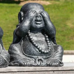 Statues de bouddha sagesse patiné gris 40 cm
