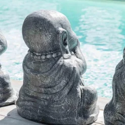 Statues de bouddha sagesse patiné gris 40 cm