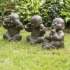 Statues moine de la sagesse patiné brun antique 40 cm
