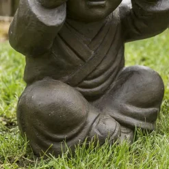 Statues moine de la sagesse patiné brun antique 40 cm