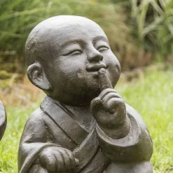 Statues moine de la sagesse patiné brun antique 40 cm