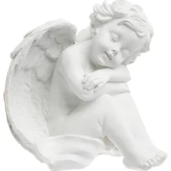 Statuette Ange assis - H15 - 5 cm - Blanc- Atmosphera