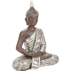 Statuette Bouddha assis - résine H28 cm - Multicolore- Atmosphera