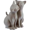 Statuette Couple chats - résine - H16 - 8 cm - Modèle A / Chats assis- Atmosphera