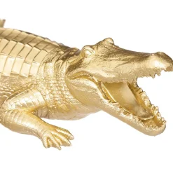 Statuette crocodile - doré - résine H11 cm - Atmosphera