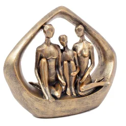 Statuette famille dorée vieillie 21cm
