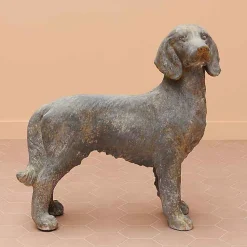 Statuette grand chien gris fibre verre 79x79x29cm