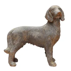 Statuette grand chien gris fibre verre 79x79x29cm