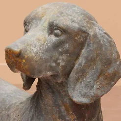 Statuette grand chien gris fibre verre 79x79x29cm