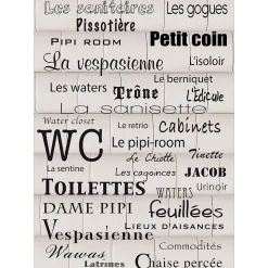 Sticker Autocollant Toilettes Décoratif Illustration Façons de Parler, 68 cm X 48 cm, Fond Rouleaux Papier, Décoration Murale
