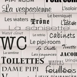 Sticker Autocollant Toilettes Décoratif Illustration Façons de Parler, 68 cm X 48 cm, Fond Rouleaux Papier, Décoration Murale
