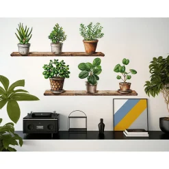 Sticker décoratif autocollant, Stickers Muraux Plante, Autocollant Mural Plante Verte, Chambre, Salon, 68 cm X 48 cm