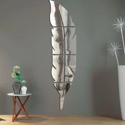 Sticker miroir plume 120 x 30 cm - Autocollants stickers adhésifs effet miroir