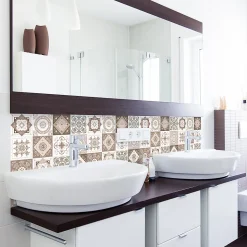 Sticker Mural Carrelage adhésif Cuisine Salle de Bain - 24 STICKERS CARRELAGES AZULEJOS HÉLÉORNA - 24stickers15x15cm