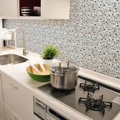 Sticker Mural Carrelage adhésif Cuisine Salle de Bain - 24 STICKERS CARRELAGES TERRAZZO CARLOFORT - 24stickers15x15cm