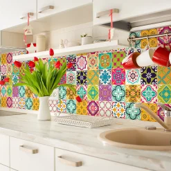Sticker Mural Carrelage adhésif Cuisine Salle de Bain - 24 STICKERS CARRELAGES AZULEJOS CUSTODIO - 24stickers15x15cm