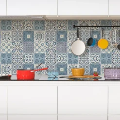 Sticker Mural Carrelage adhésif Cuisine Salle de Bain - 24 STICKERS CARRELAGES AZULEJOS LAURENZO - 24stickers15x15cm